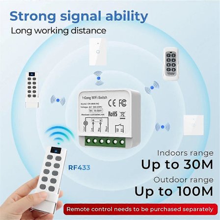 Tuya WiFi RF433 Smart Switch Modul med Fjernbetjening Hjemmeautomatisering DIY MINI Afbryderrelæ til Alexa Smart