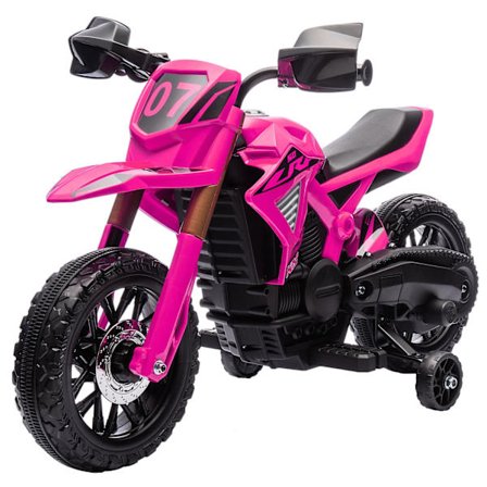 El-motorcykel til børn, 12V, Pink, med træningshjul