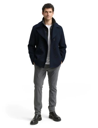 Tom Tailor Wool Caban With Insert - Navy - XXL