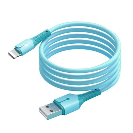 2m USB-A till Lightning laddningskabel Flytande silikon datakabel sladd med indikatorlampa db