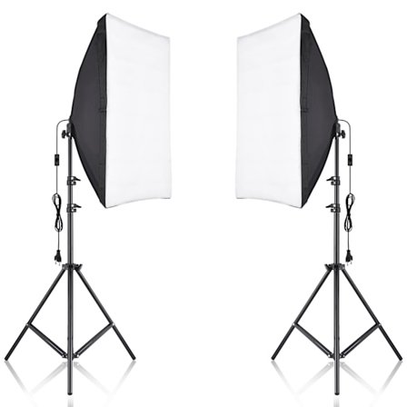 Andoer Studio Fotografi Softbox Kit med 50x70cm Softbox * 2 + 2M Metall Tripod Stativ * 2 for Live Streaming Portrett Produkt Foto Video