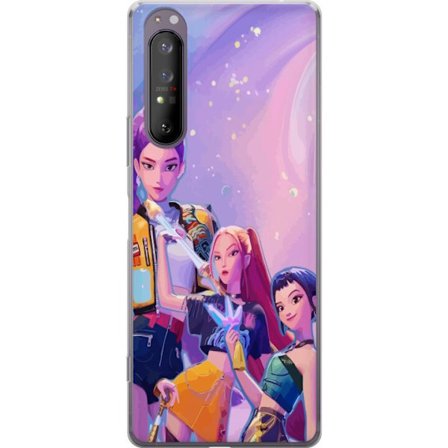 Yhteensopiva Puhelinkuori Sony Xperia 1 II Tulevaisuuden popdivat neonväreissä, joilla on taianomaisia yksityiskohtia unenomaisen galaksitaustan ede