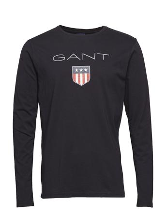 Shield Ls T-Shirt T-Langærmet Skjorte Sort GANT