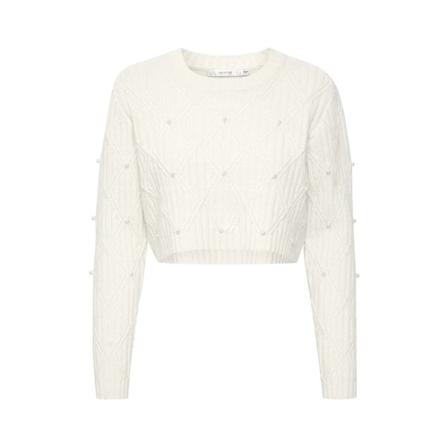 Gestuz Round-neck Strik Hvid, Dame Striktrøjer