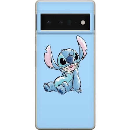 Kompatibelt Mobildeksel til Google Pixel 6 Pro Håndtegnet illustrasjon av sittende Stitch mot lysblå ensfarget bakgrunn