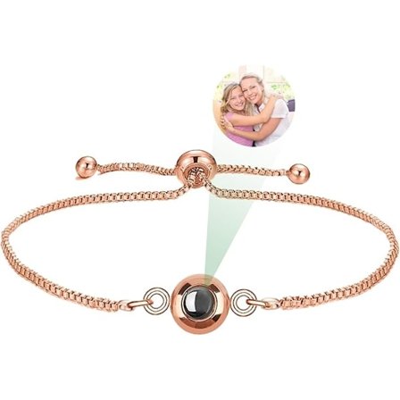 Personligt Fotoarmband med Projektionsbild, Smycken med Foto i Sten, Anpassningsbar Gåva för Par Kvinnor