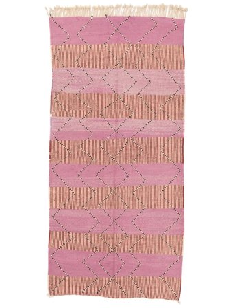 High Atlas Kelim Teppe 141X299Løpere Rød/Rosa Ull, Marokko