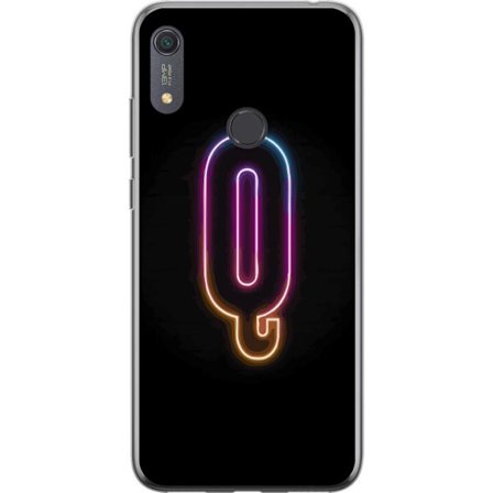 Kompatibelt Mobildeksel til Huawei Huawei Y6s (2019) Minimalistisk neonbokstav Q i skinnende farger mot mørk bakgrunn
