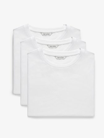 John Henric Men's 3-Pack White T-shirt Slim Fit Size M