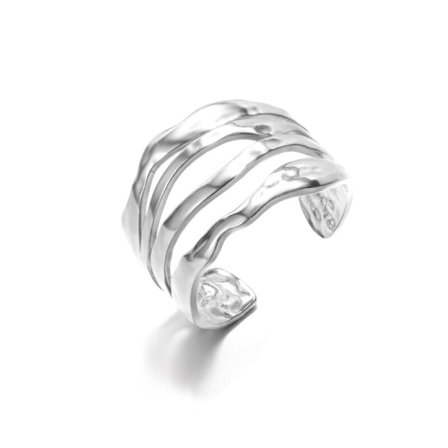 Punkstil Geometriska Stora Ringar Rostfritt Stål Justerbara Breda Ringar För Rock Kvinnor Män Smycken anillo hombre