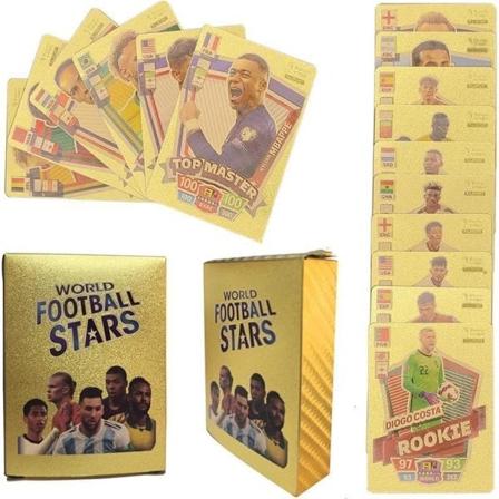 Fotbolls-VM 2022/23 stjärnkort Guldkort, guldfoliekort, sportsouvenirer, presentatör för barn och män, inga dubbletter