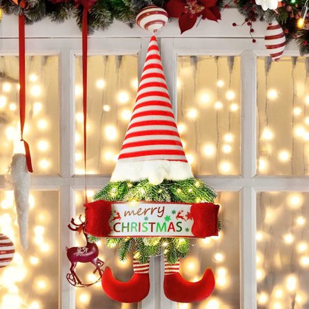 20 tums julkrans dvärg, tallbarr julkrans ytterdörr, hängande dekoration svensk juldekoration krans rum fönster veranda bälte