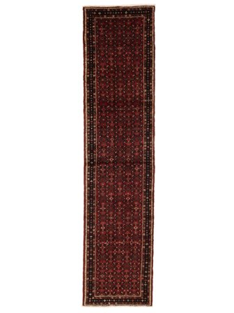 94X395 Tapis D'orient Hosseinabad De Couloir Noir/Rouge Foncé (Laine, Perse)