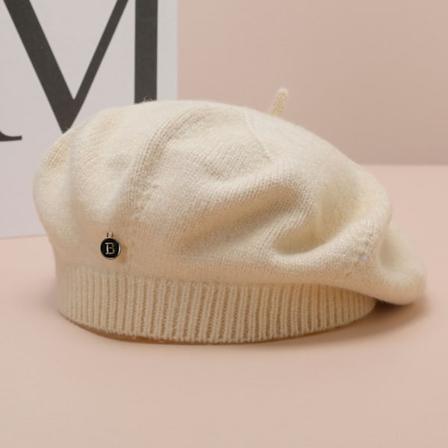Vintermössa Kvinna Beret Beanie Hatt Vintage Fransk Beret Hatt Dubbellager Elegant Stickad Mössa Varm Ull Visir Mössor Stickad Beanie