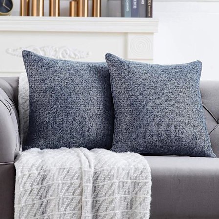 Blågrå Kuddfodral 50x50 cm Set med 2 Enfärgade Rustika Bondgårds Dekorativa Prydnadskuddfodral Fyrkantigt Kuddfodral för Hem Soffa Soffdekoration