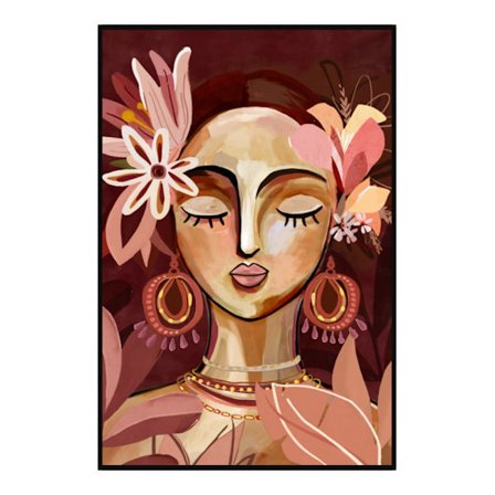 Dekorativt lærredskunst 60x90cm, flerfarvet, sort ramme