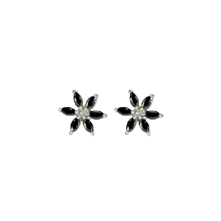 Örhängen - svart blomma - Trej