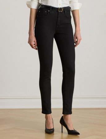 Lauren Ralph Lauren High-Rise Skinny Ankle Jean - Black - 40