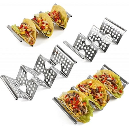 Taco-holdere i rustfritt stål, førsteklasses taco-stativ, holder 2 eller 3 taco. Taco-holdere i rustfritt stål, førsteklasses taco-stativ, holder 2 
