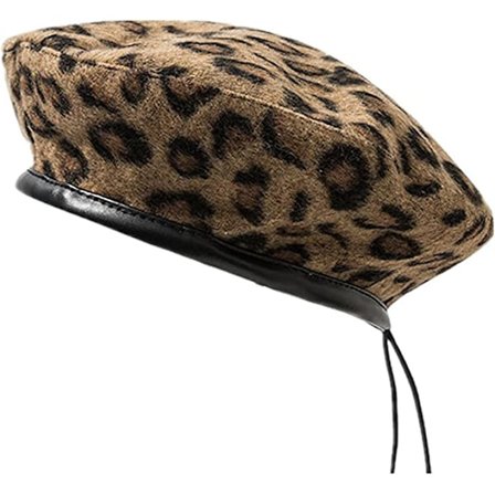 Beret fransk kunstner leopard beret damer kvinner høst vinter lue justerbar