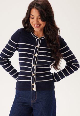 GANT Ribbed Breton Cardigan Evening Blue Klær