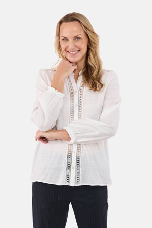 BRANDTEX - Langærmet Skjorte - Off White - Blondedetalje