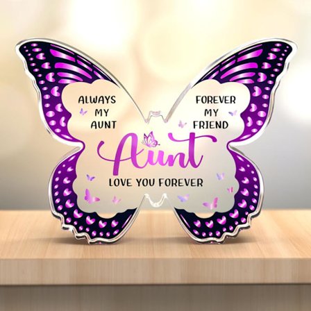 Tante Gaver til Kvinder Mors Dag, Tante Gaveideer fra Niece Nevø til Valentinsdag Fødselsdag Jul Thanksgiving - Sommerfuglformet Akrylskilt