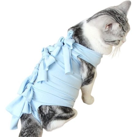Blå Kat Gendannelsesdragt - Åndbar Beskyttelse af Kæledyrs Kirurgiske Sår, Forhindrer Lækning og Ridsning L