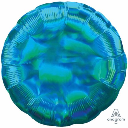 Holografisk heliumballong rund - blå