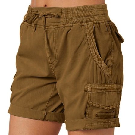 Cargo Shorts för Kvinnor Sommar Lösa Vandrings Bermuda Shorts Med Ficka Damshorts Casual Mellanlår Brun Brun M Brown M
