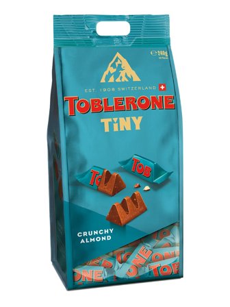 Toblerone tiny milk chocolate with honey and almond nougat, and with salted caramelized almonds 0.24kg