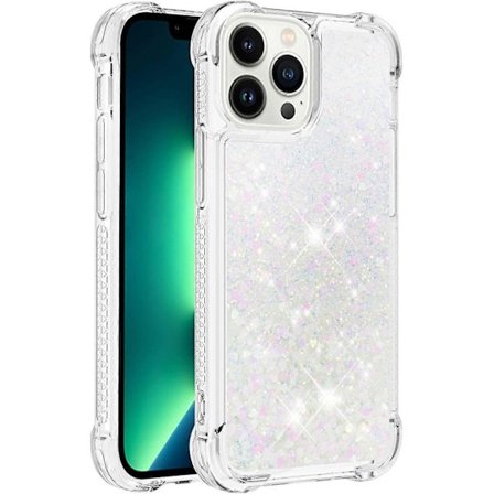 iPhone 13 Pro Max Skal, Glittrande Glimmer Flytande Vätska Transparent Mjuk TPU Silikon Skyddande Stötskydd, Färgglad