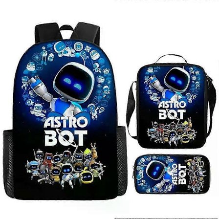 Astro Bot Rygsæk til Skole, Robot-Tema Skoletaske med Penalhus [YDE]