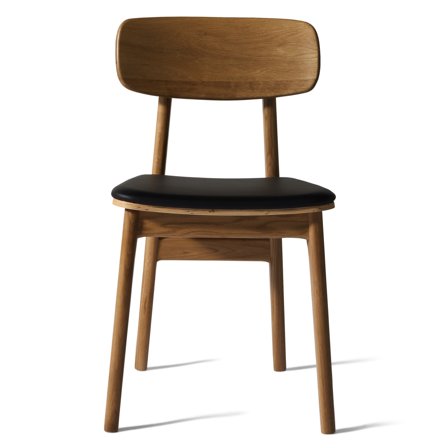 Balo spisebordsstol, egetræ | PU læder - Sort - 55x46,5x82-Spisebordsstole, Sort PU læder sæde, massivt egetræsben, nordisk design, holdbar & komfort