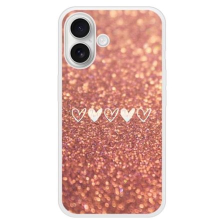Skyddande silikonskal med tryck, kompatibelt med Apple iPhone 16 Plus, glittrande hjärta