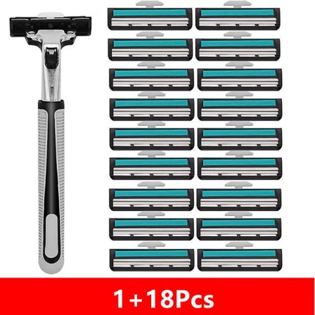 Manuell rakkone miehille, vaihdettavat terät, mukavat partakoneet 18 kpl