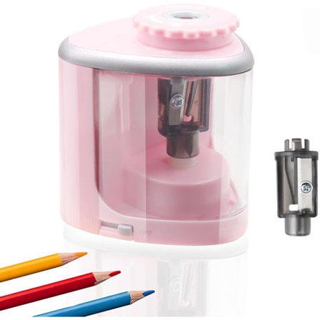 Pink Elektrisk Blyantspidser - Batteridrevet til #2/HB & Farveblyanter (6-8mm), Bærbar til Kunstnere, Skole & Kontor (Inkluderer