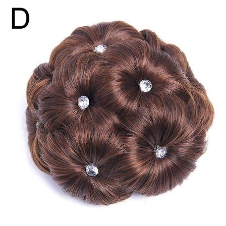 Valkoinen timantti luonnonmusta (A)$Nine Flowers peruukki hiusklipsi kiinnitettävä realistinen kukannuppu pää muinainen puku pallo pää kiharat hiukset