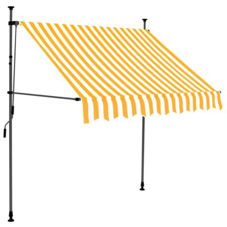 Vidaxl Markis Manuellt Infällbar Med Led 150 Cm Vit Och Orange Multifärg