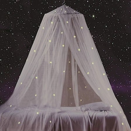 Hvid Sengehimmel til Børn Bomuld Rund Kuppel Hængende til Piger Leg