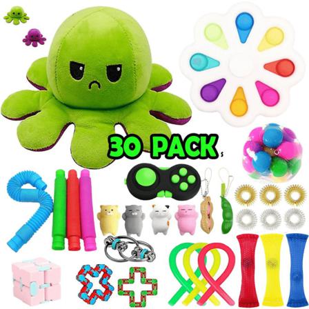30 Pack Fidget Toy Set Pop It Sensory Toy För Vuxna & Barn Pack S