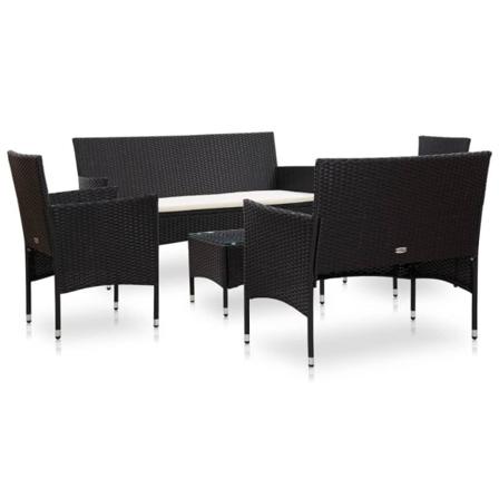 Vidaxl Loungeset För Trädgården Med Dynor 5 Delar Konstrotting S Svart