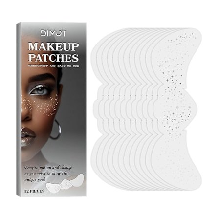 12 stk. Holografisk Multikrom Glitter Fregner Ansigts Tattoo, Vandtæt Glimmer Ansigts Glitter Pletter Mærkater til Kvinder, Søde Stjerne Glitter 