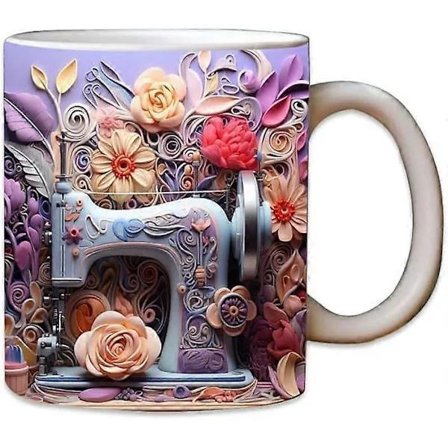 3D Symaskine Krus, Quilter Elsker Symaskine Kaffekrus, Kreativt Rumdesign 3D Quilte Keramisk Krus