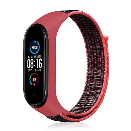 Armbandsrem Nylon Sport Loop Watch Bälte För Xiaomi 1 Röd Svart För Miband 3 4