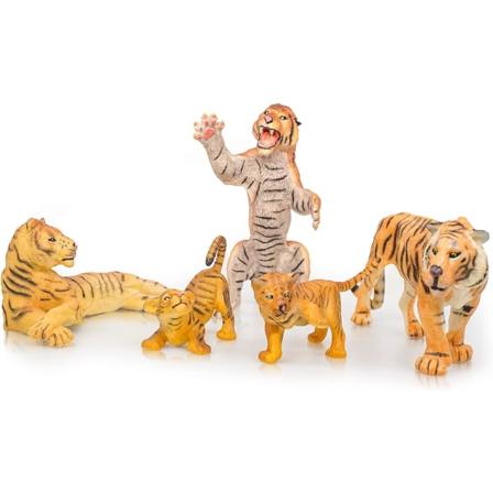 Realistiske vilde tigerfigurer med tigerunge, 2-5" plastdyrfigurer til safarileg"