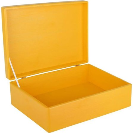 Puiset SäilytyslaatikkO - CREATIVE DECO - Keltainen - 40 x 30 x 14 cm - Kannella - Luonnollinen Pinta