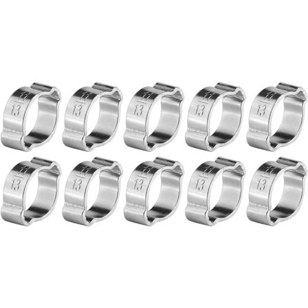 10 stk. slangeklemmer justerbare justerbare rustfrit stål slangeklemme (11-13 mm)