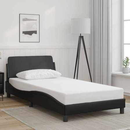 Bed Frame "Dover" Black 100x203 cm Faux Leather