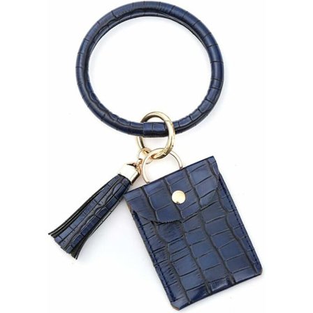 Stor rund nyckelring med plånbok (blå)